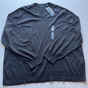 Perry Ellis Men's Black Knit  V-Neck Pullover Long Sleeve Sweater 2X